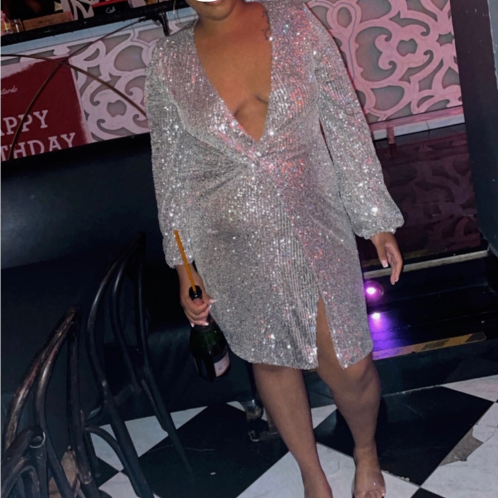 Silver sequin birthday dress